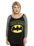 DC Comics Batman Logo Girls Raglan Plus Size, BLACK, hi-res
