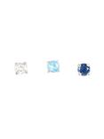 Steel Blue & Clear Opal Prong Nose Stud 3 Pack, SILVER, hi-res