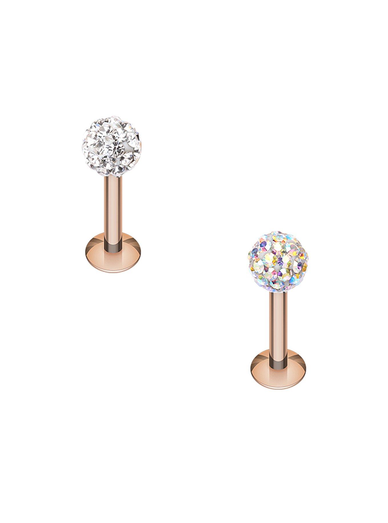 16G Steel Rose Gold Tiffany Labret Stud 2 Pack, , hi-res
