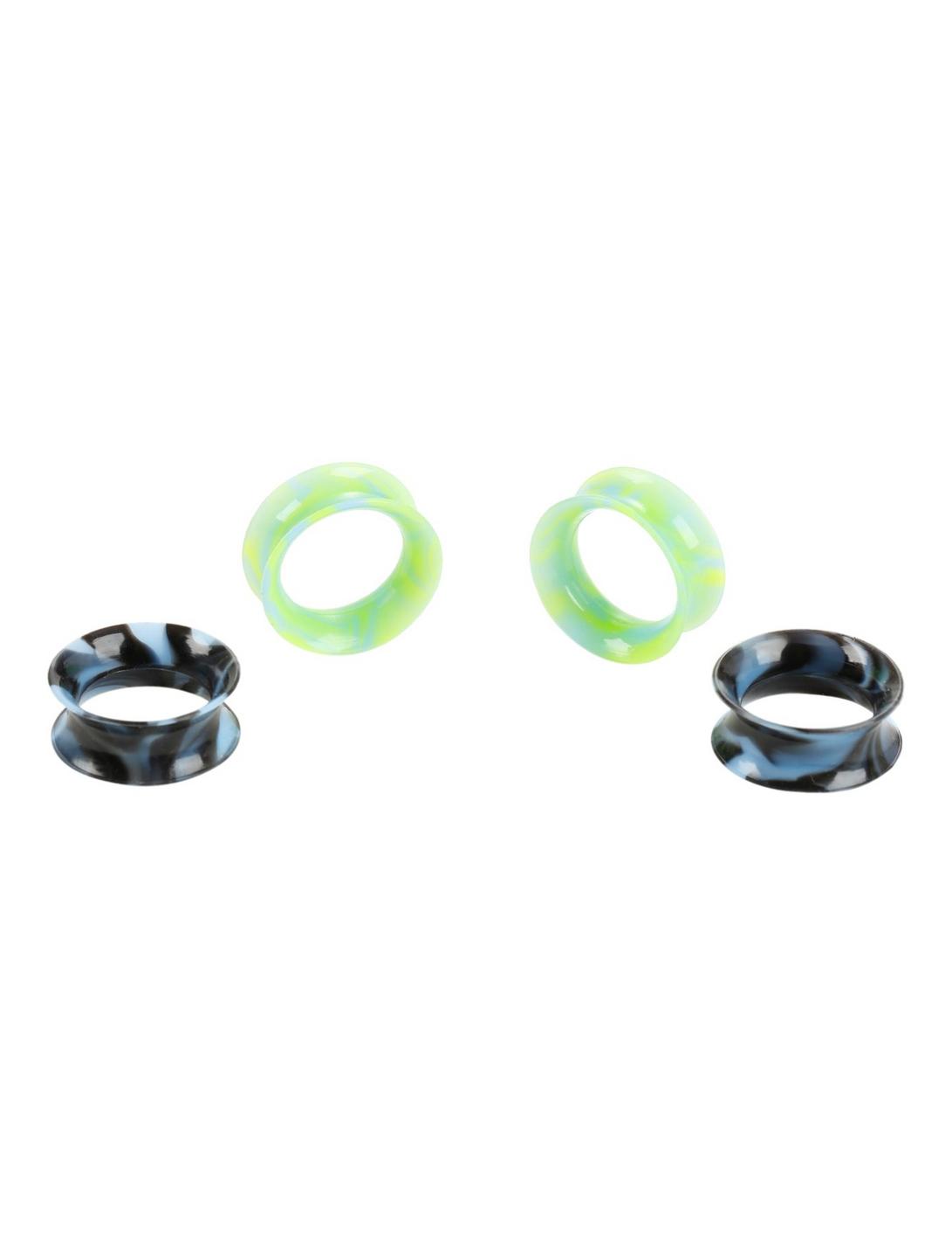 Blue/Green & Black/Blue Swirl Silicone Plug 4 Pack, BLUE, hi-res