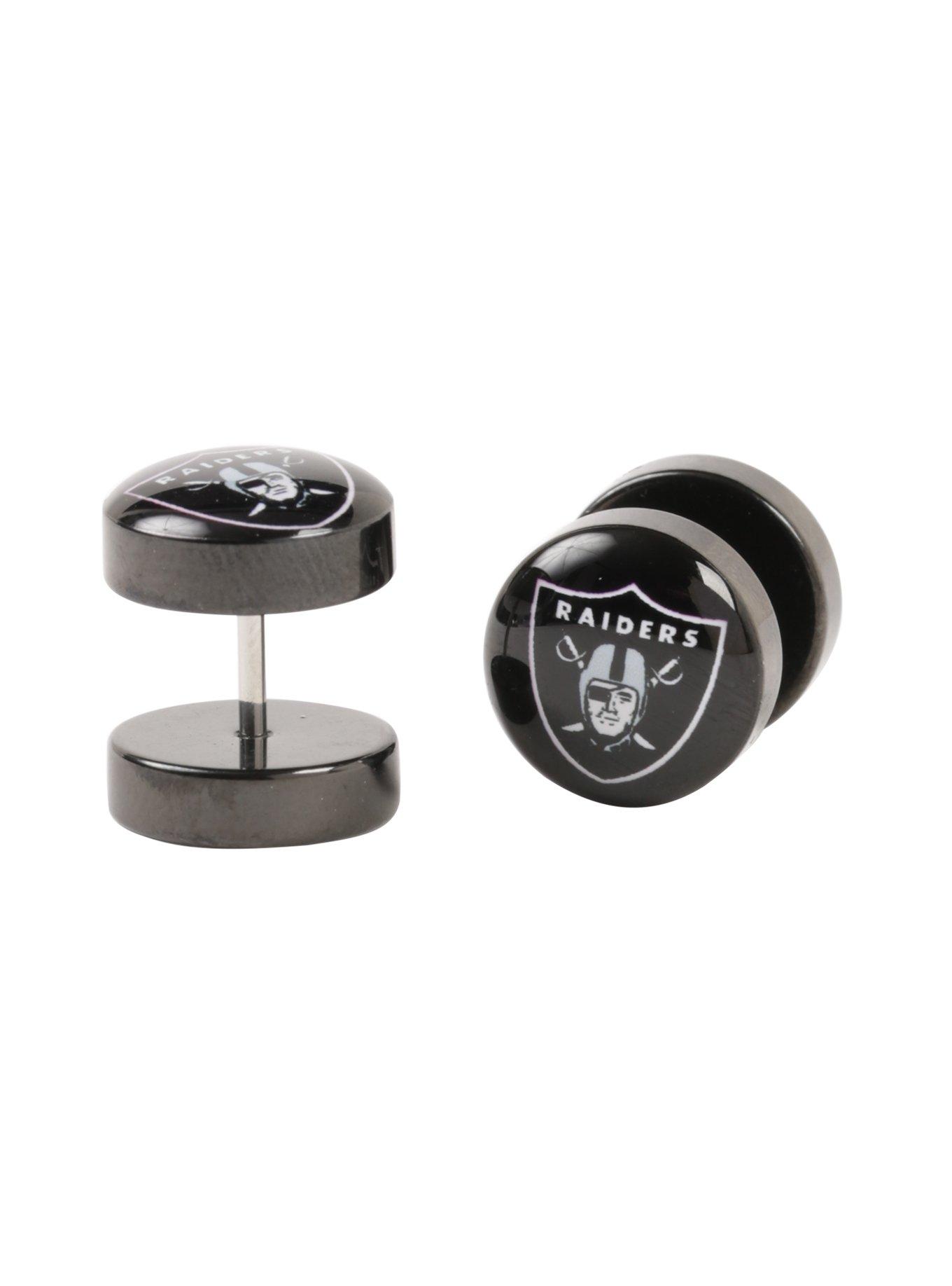 NFL Oakland Raiders 18G Faux Plug 2 Pack, , hi-res