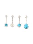 14G Steel Turquoise Navel Barbell 4 Pack, , hi-res