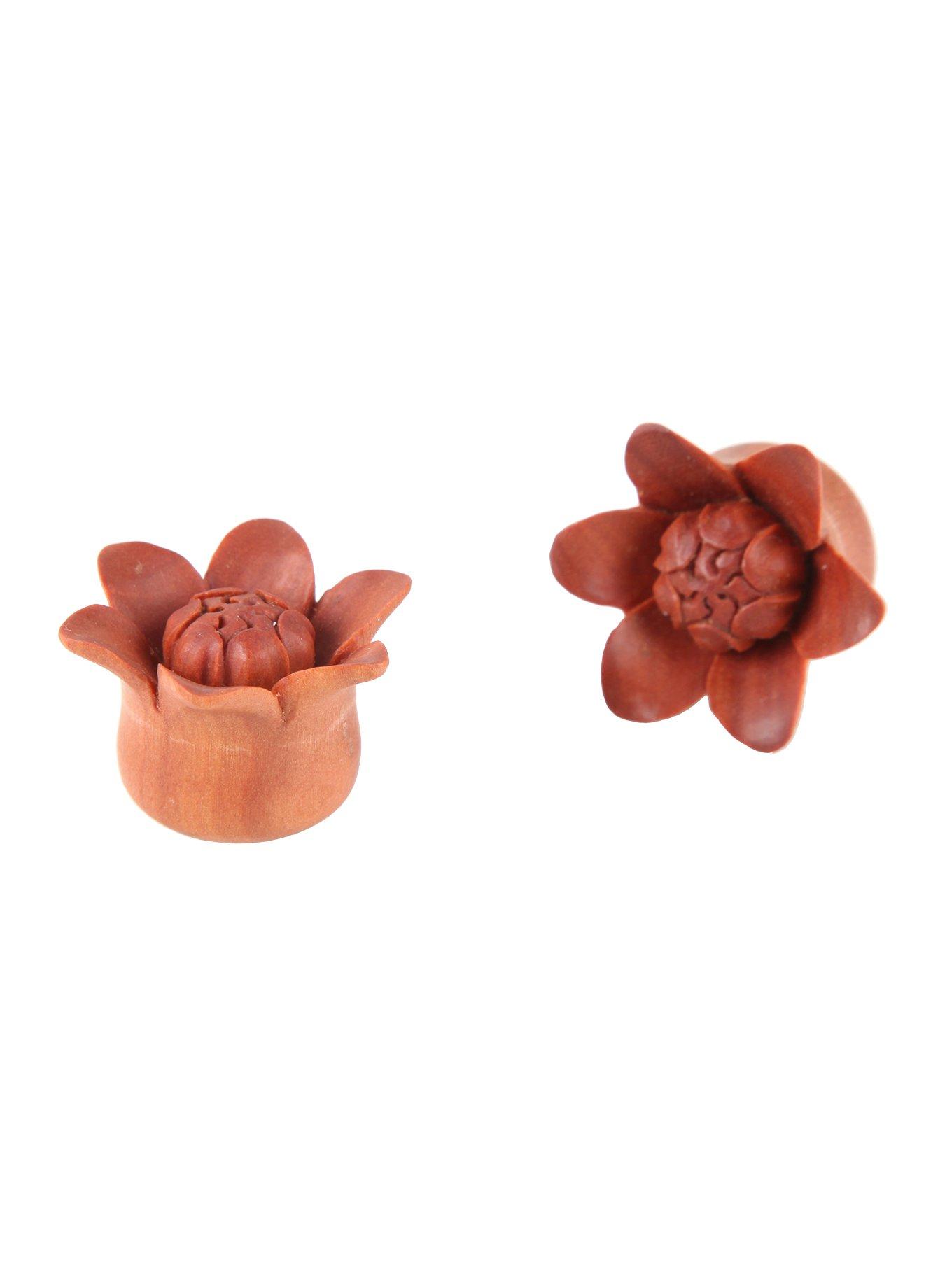 Urban Star Organic Wood Bali Blossom Plug 2 Pack, BROWN, hi-res