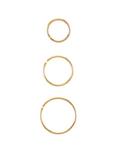 Steel Gold Tone Nose Hoop 3 Pack, GOLD, hi-res