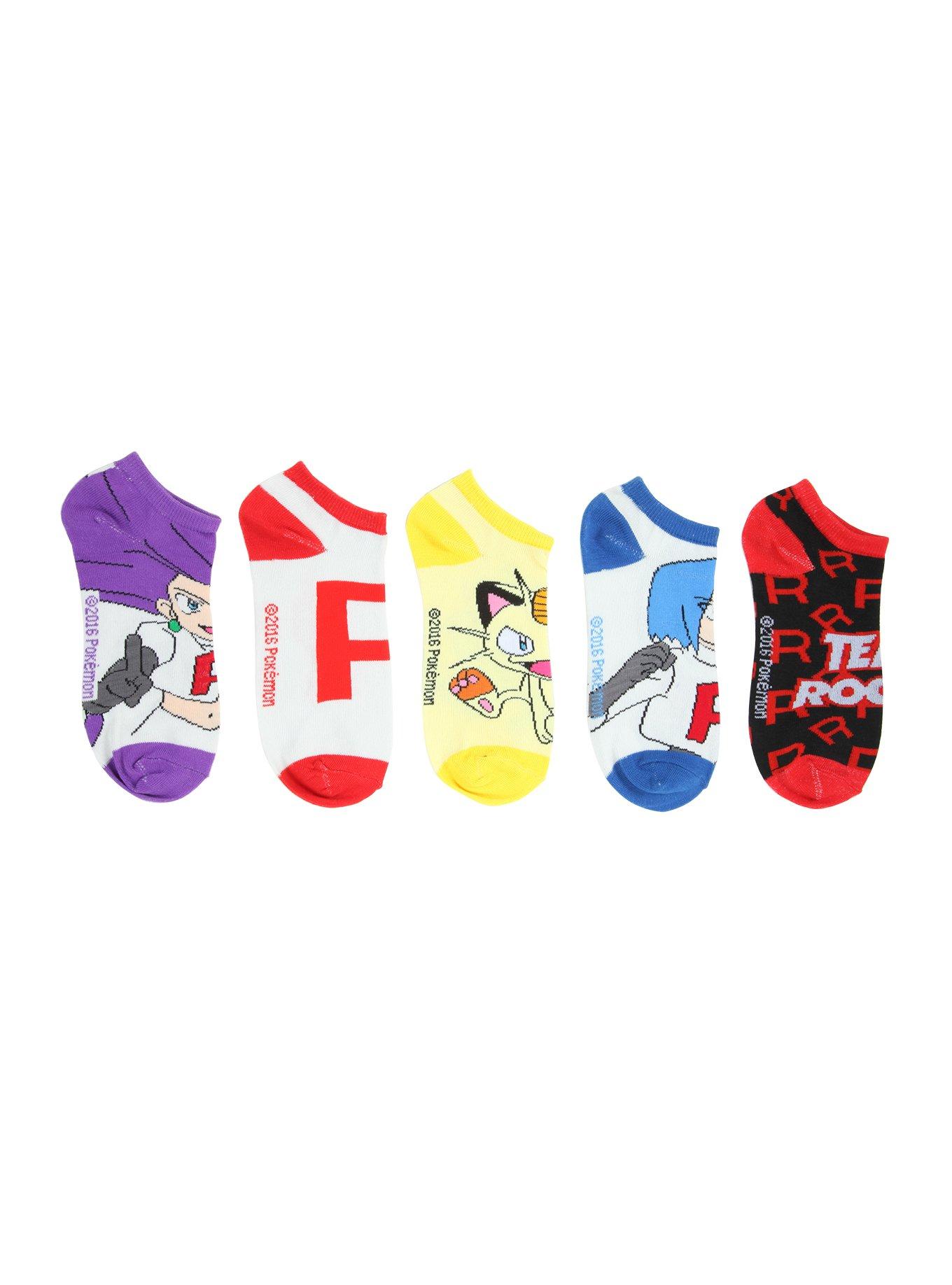 Pokemon Team Rocket No-Show Socks 5 Pair, , hi-res