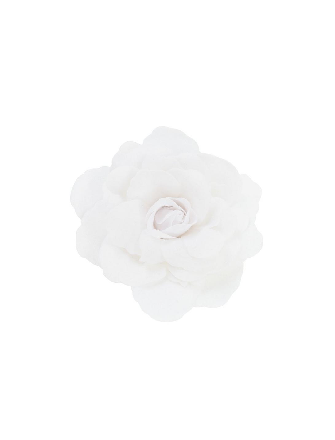 Plus Size White Rose Flower Hair Clip, , hi-res