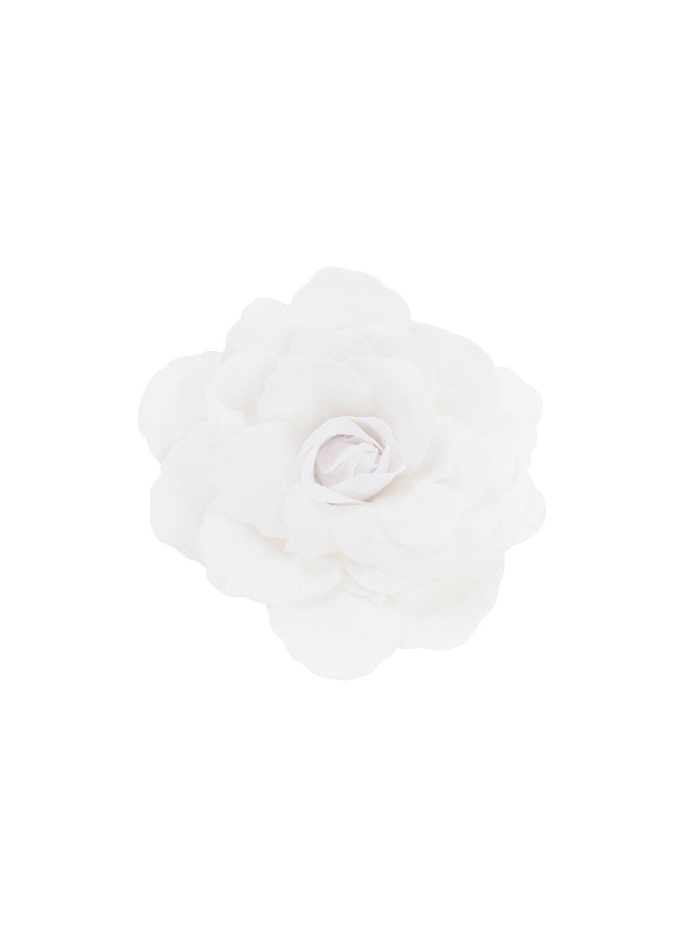 White Rose Flower Hair Clip, , hi-res