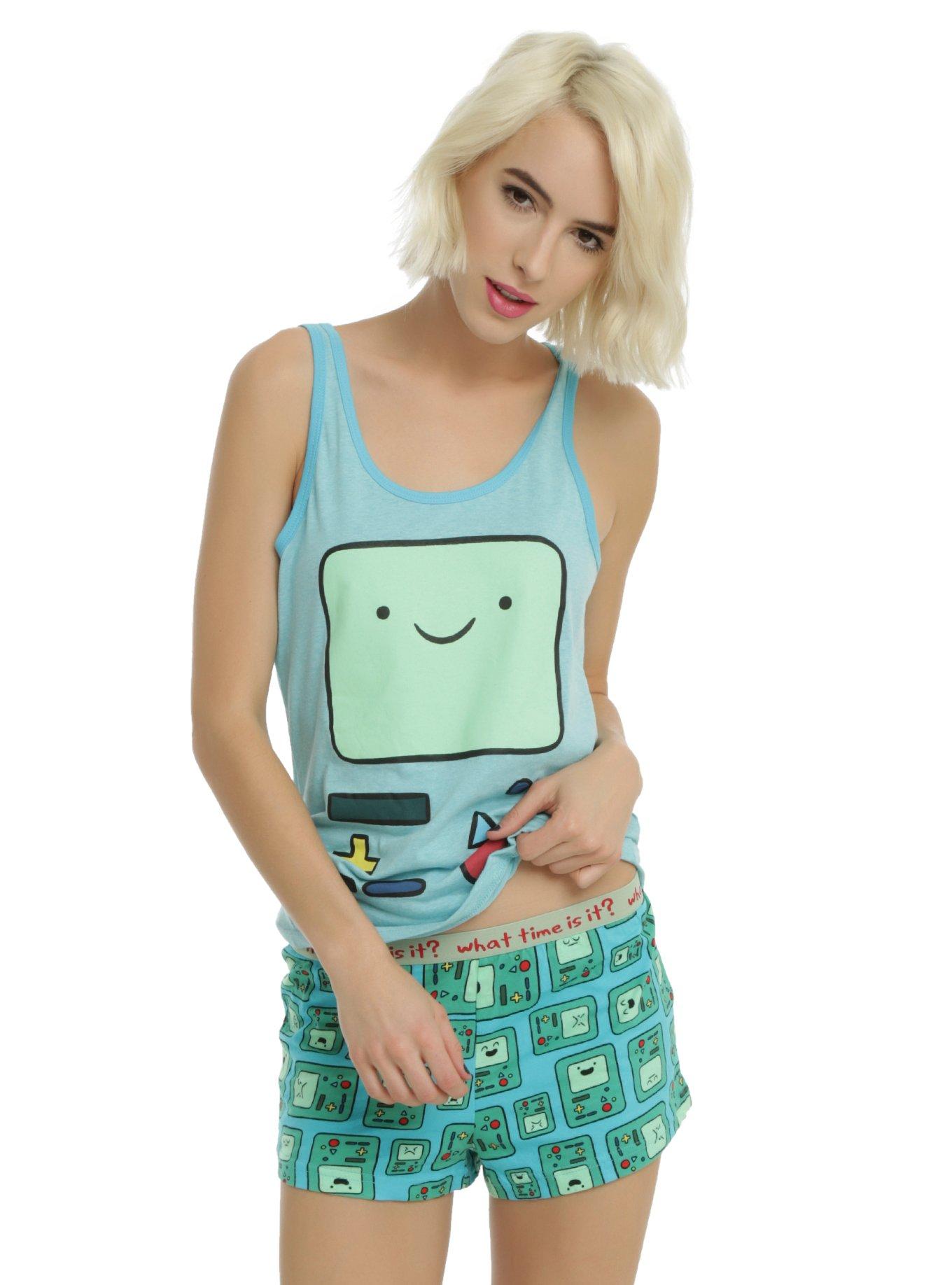 Adventure Time BMO Girls Lounge Shorts & Tank Set, TEAL, hi-res