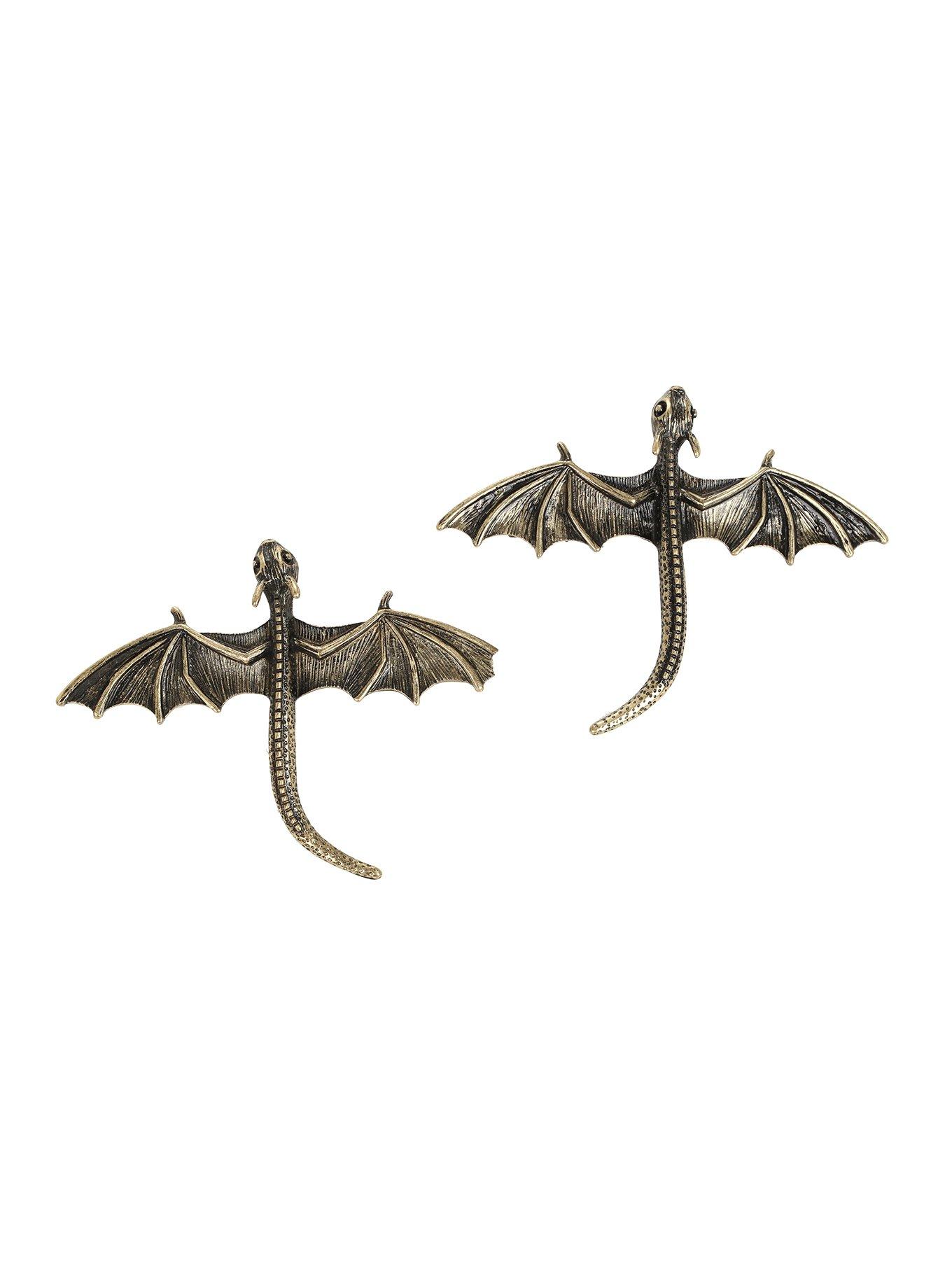 Burnished Gold Tone Metal Dragon Hair Clips, , hi-res