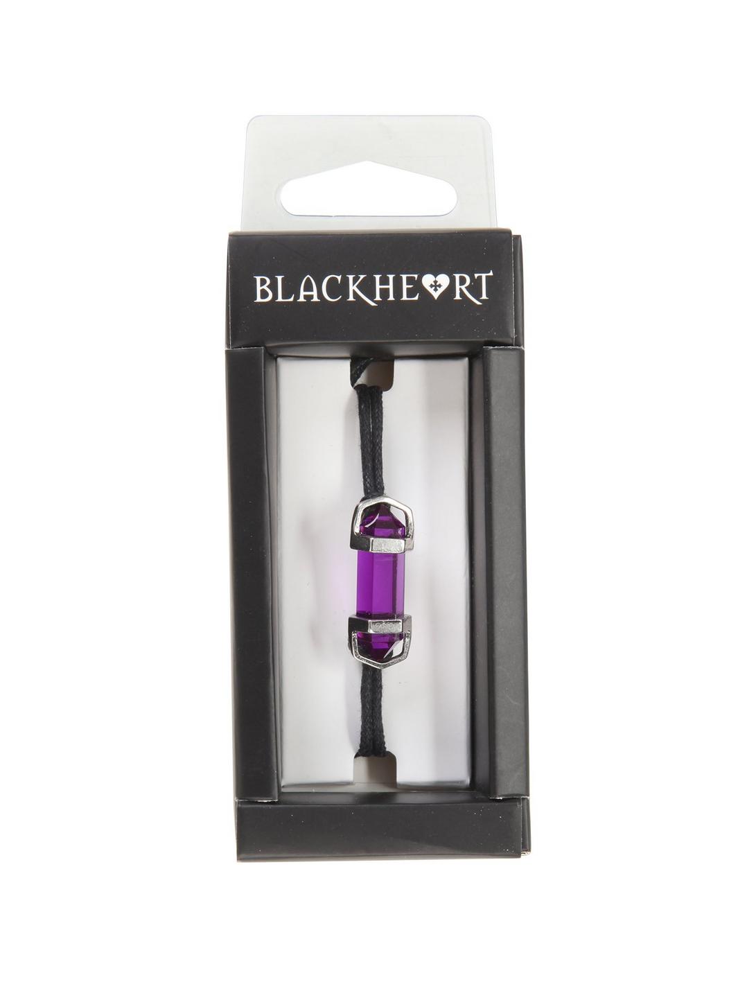 Blackheart Purple Faux Crystal Black Cord Bracelet, , hi-res