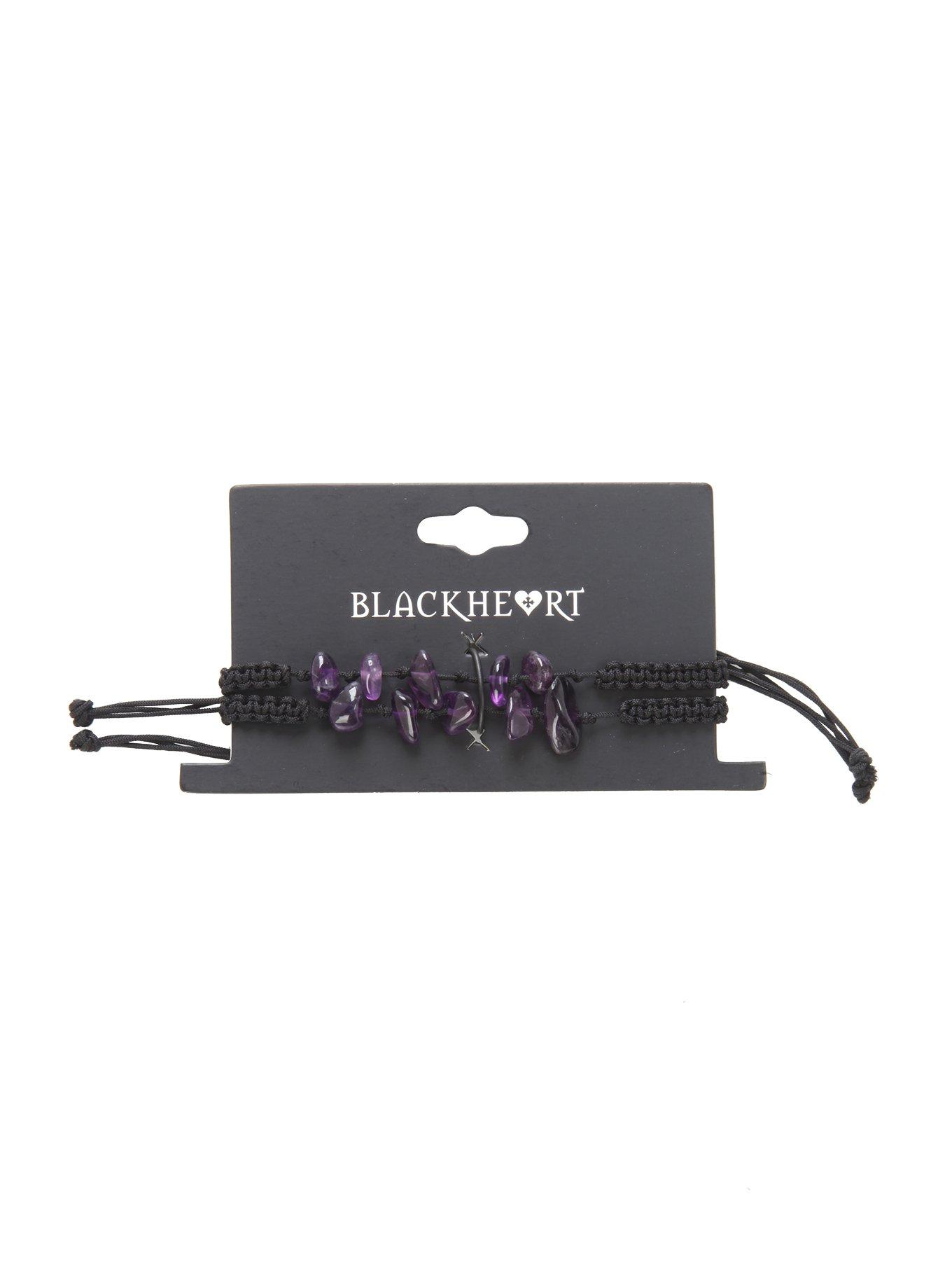 Purple Raw Crystals Braided Cord Bracelet Set, , hi-res