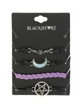 Blackheart Bat Moon Purple & Black Cord Bracelet Set, , hi-res