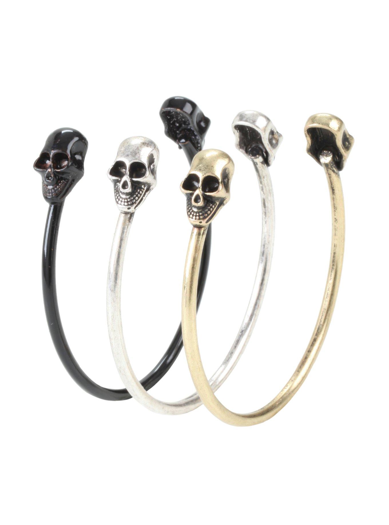 Blackheart Mixed Metal Skull Cuff Set, , hi-res