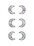 Moon With Stones Stud Earring Set, , hi-res
