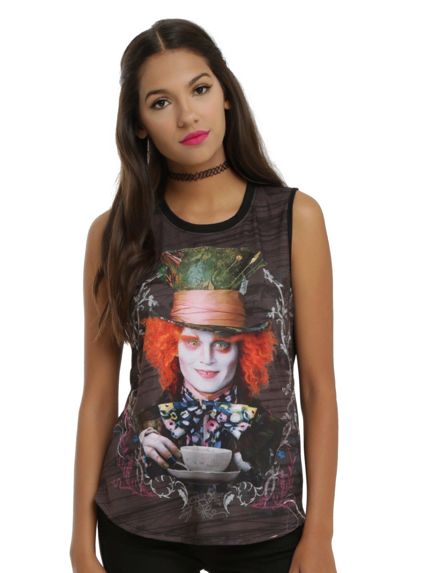 Disney Alice In Wonderland Mad Hatter Tea Girls Muscle Tank Top, BLACK, hi-res
