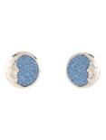 Blackheart Silver & Blue Glitter Crescent Moon Earrings, , hi-res