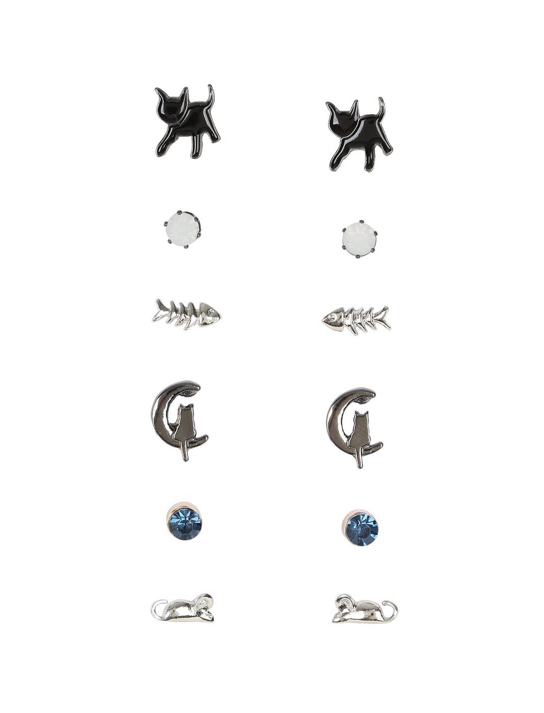 Blackheart Cat & Mouse Stud Earring Set, , hi-res