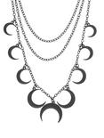 Matte Black Multi-Moon Layered Necklace, , hi-res