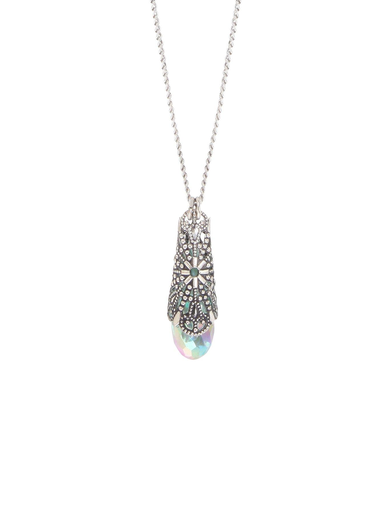 Blackheart Teal Crystal Filigree Wrap Necklace | Hot Topic