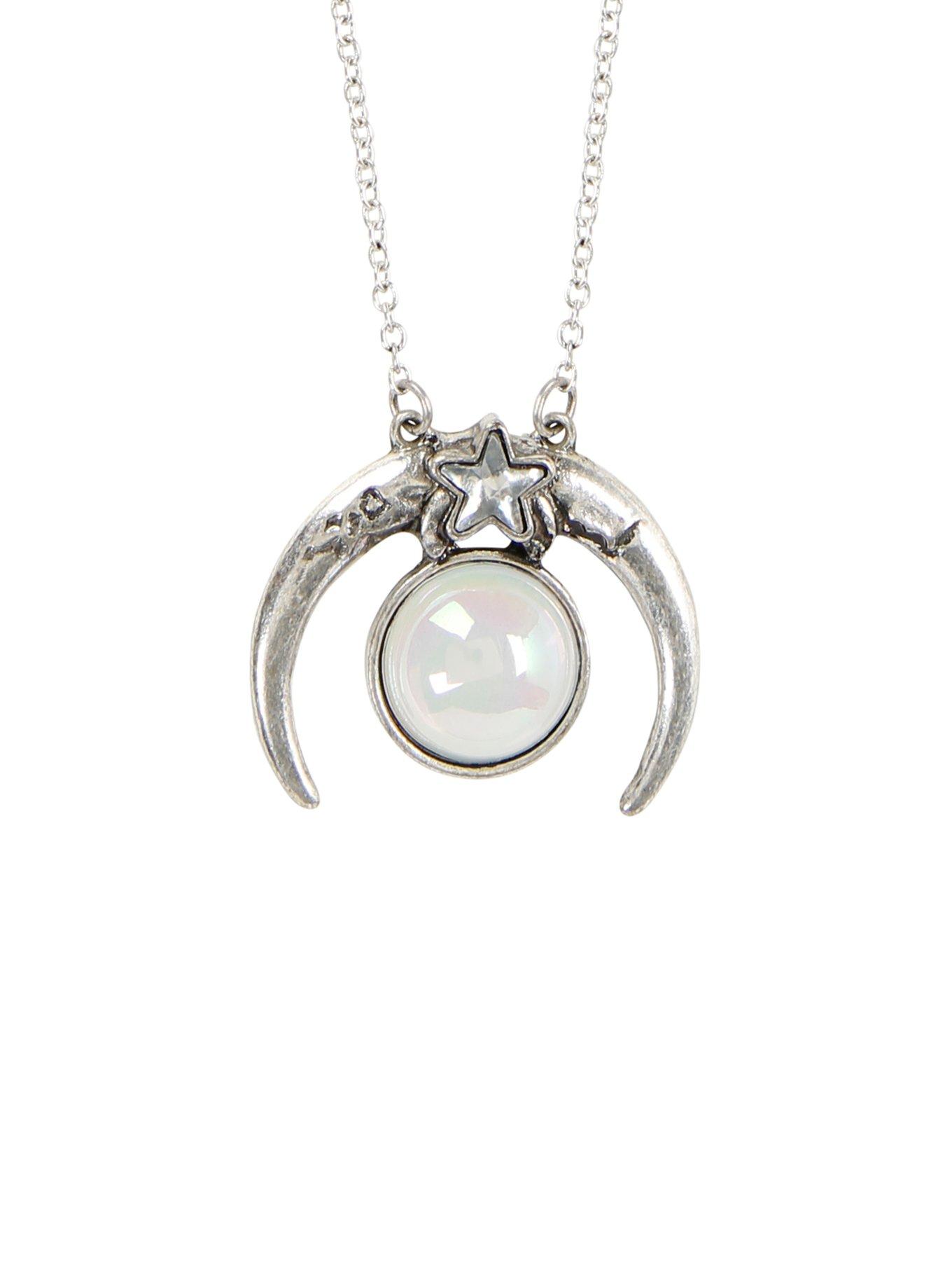 Crescent Moon Opal Necklace, , hi-res