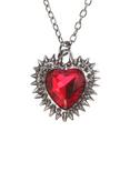 Red Spiked Stone Heart Necklace, , hi-res
