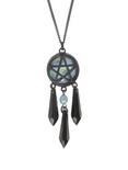 Matte Black Opalescent Pentagram & Black Crystal Necklace, , hi-res