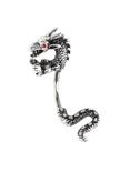14G Steel Head & Tail Dragon Navel Barbell, , hi-res