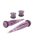 Acrylic Purple Aztec Glow Taper & Plug 4 Pack, PURPLE, hi-res