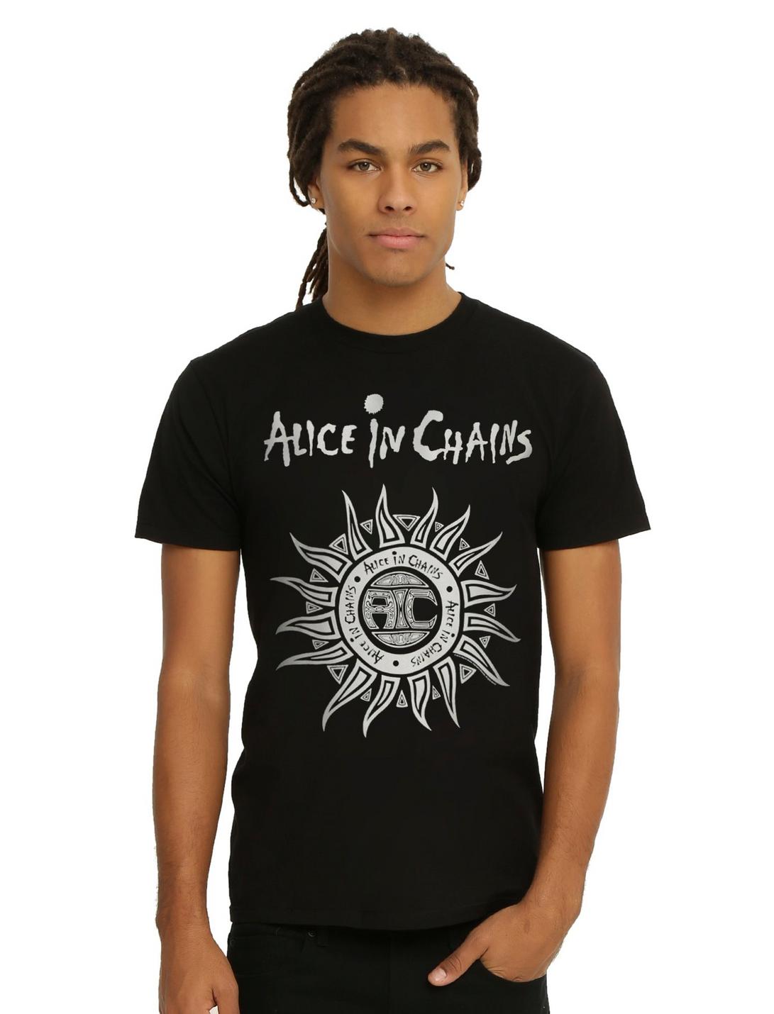Alice In Chains Tribal Sun Logo T-Shirt, BLACK, hi-res