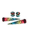 Acrylic Rainbow Ombre Mandala Taper And Plug 4 Pack, MULTI, hi-res
