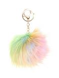 Rainbow Fur Pom Key Chain, , hi-res