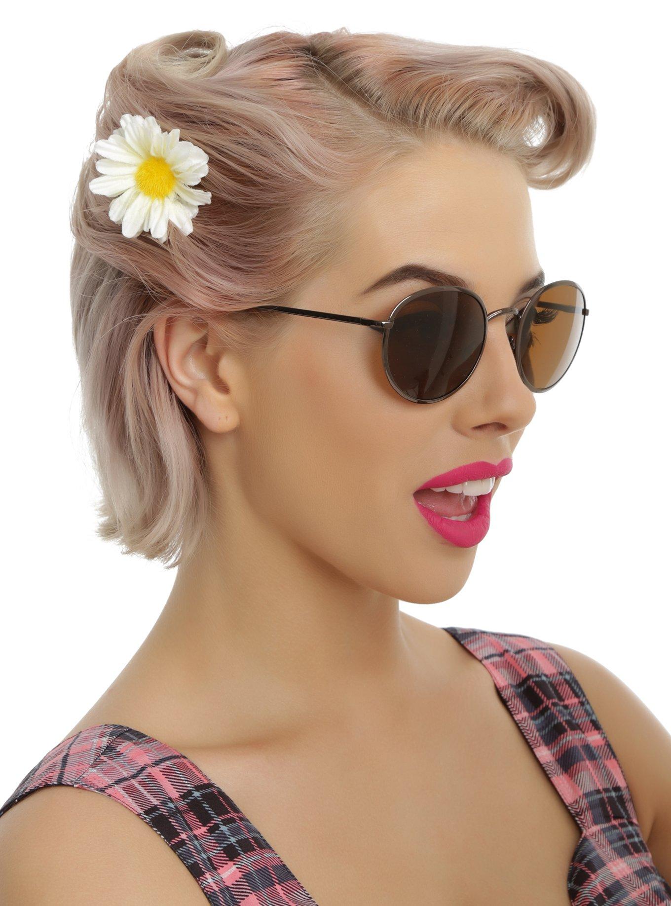 Copper Frame Brown Lens Round Sunglasses, , hi-res