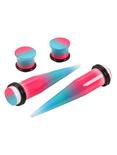 Acrylic Pink & Teal Ombre Taper & Plug 4 Pack, MULTI, hi-res