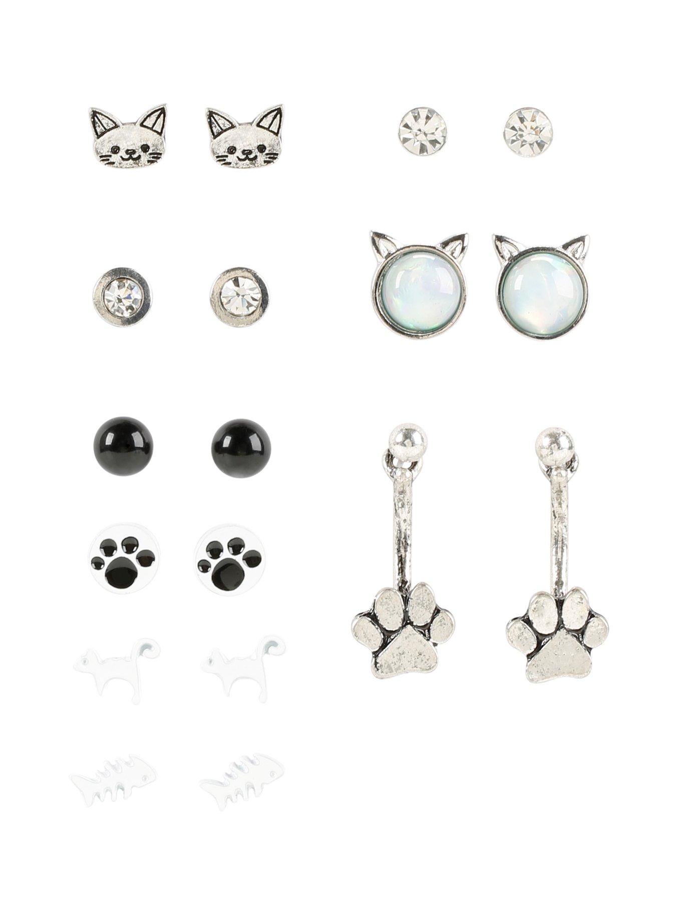 Blackheart Cat Stud Earring Set, , hi-res