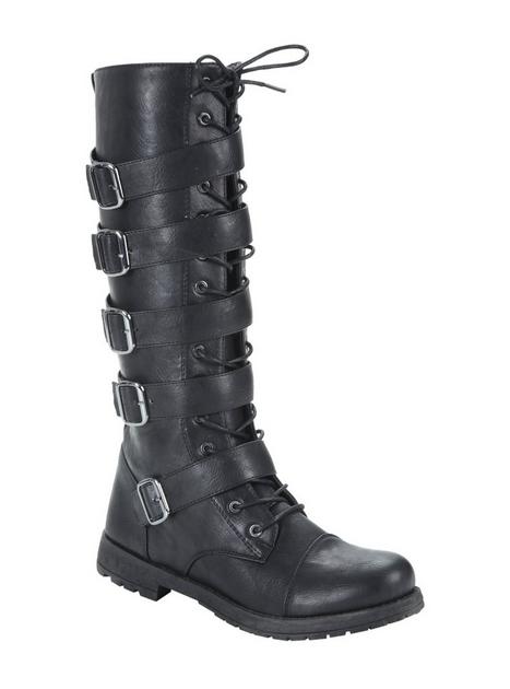 Black boots with outlet straps and buckles