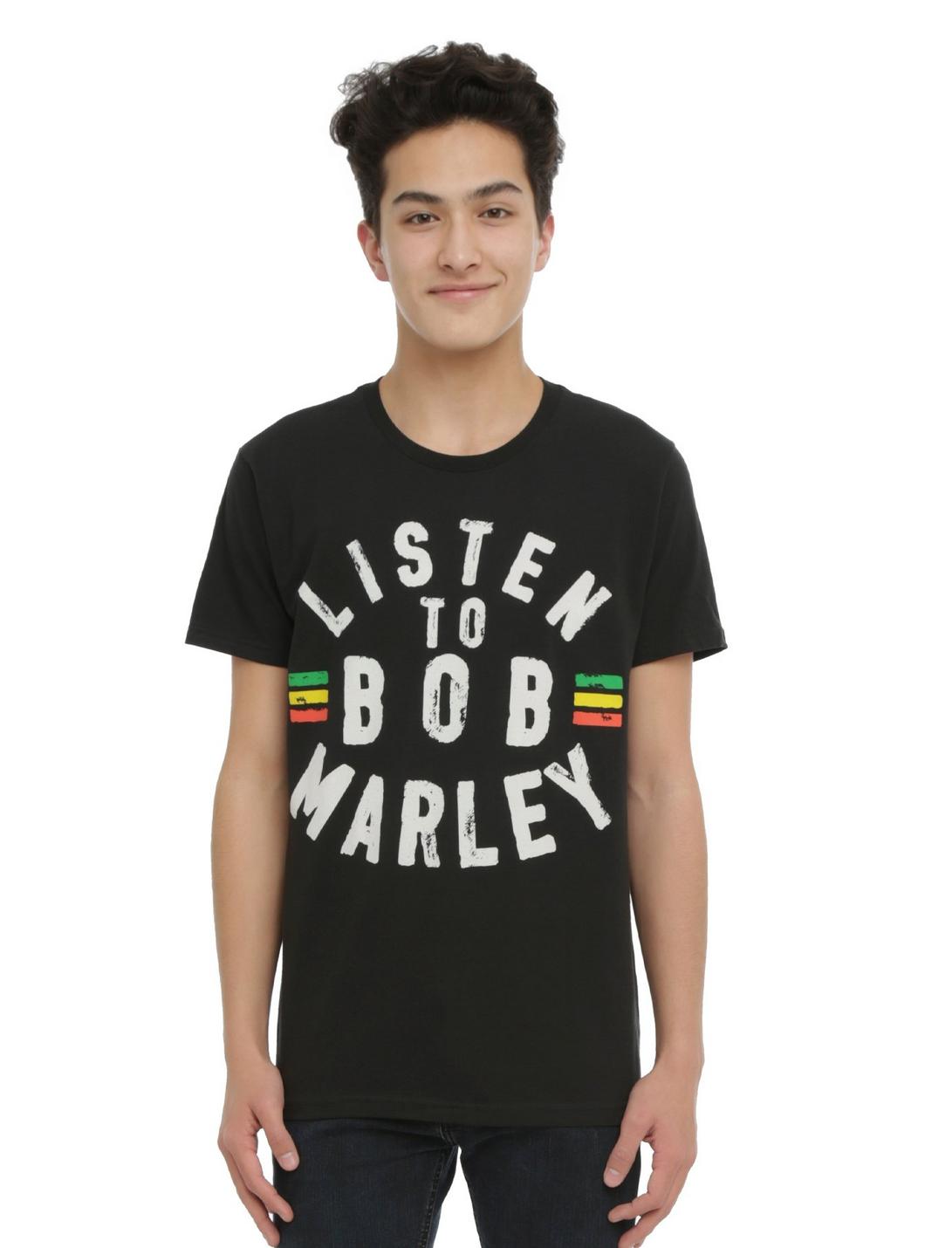 Listen To Bob Marley T-Shirt, BLACK, hi-res