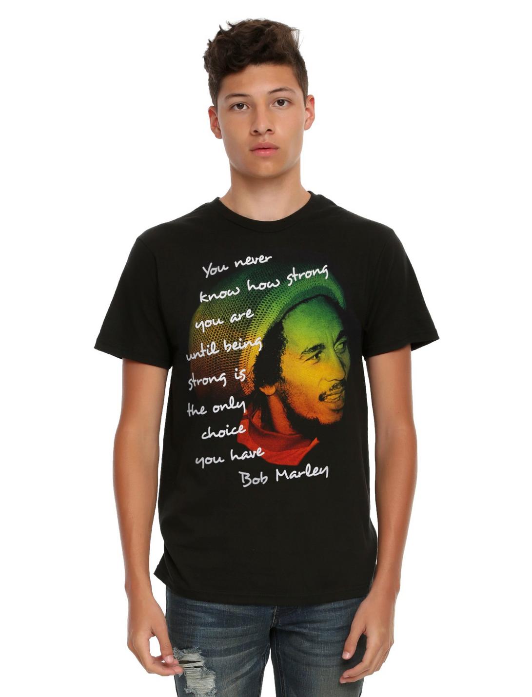 Bob Marley Being Strong Quote T-Shirt, BLACK, hi-res