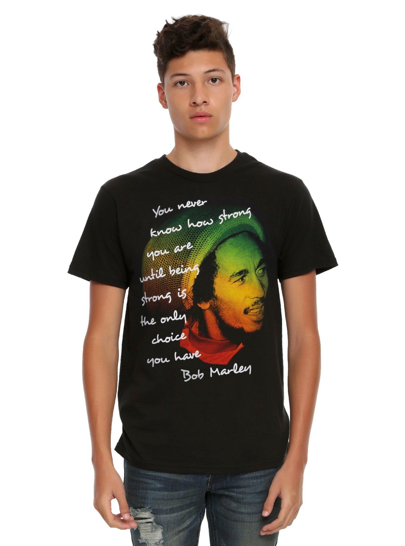 Bob Marley Being Strong Quote T-Shirt, BLACK, hi-res