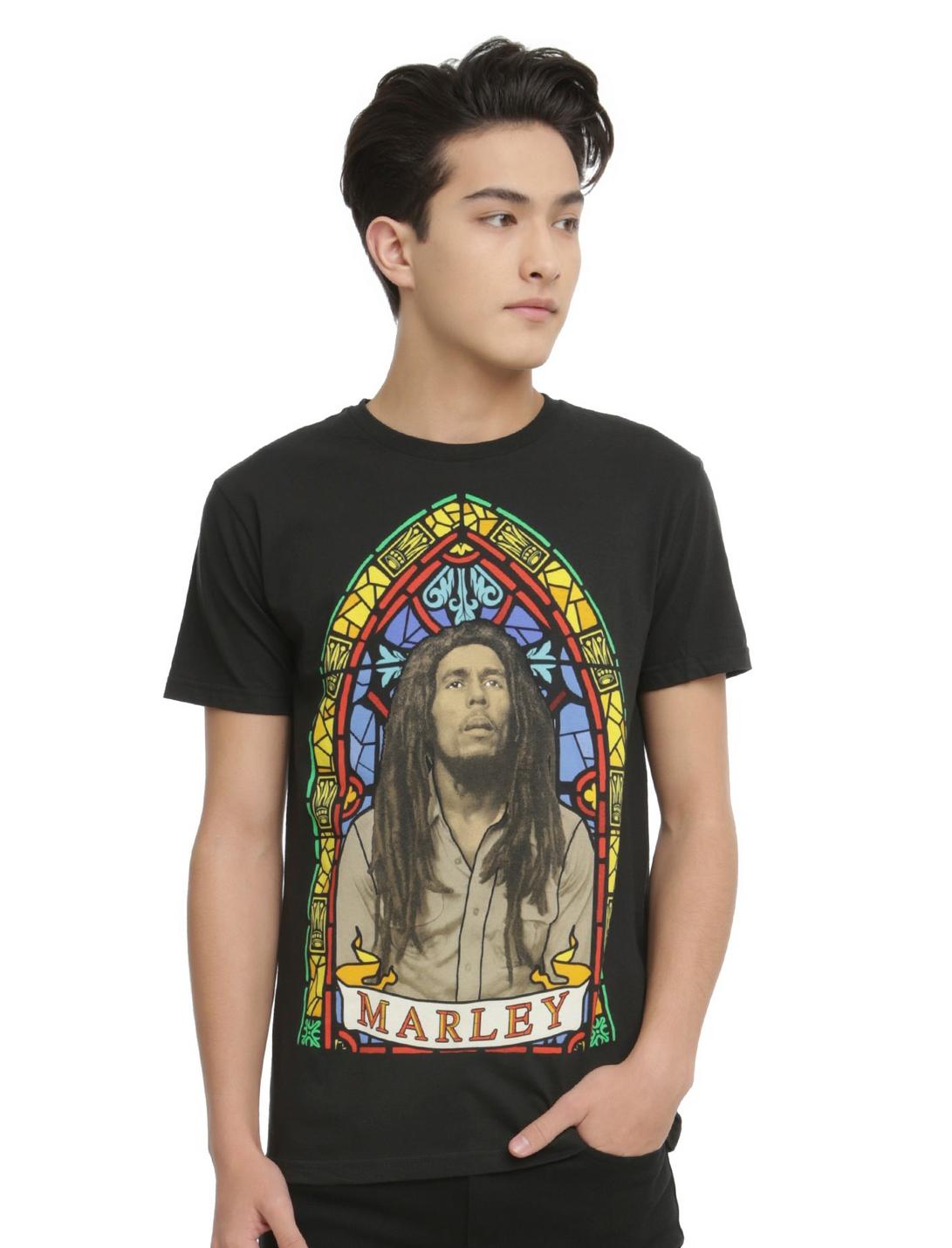 Bob Marley Stained Glass T-Shirt, BLACK, hi-res
