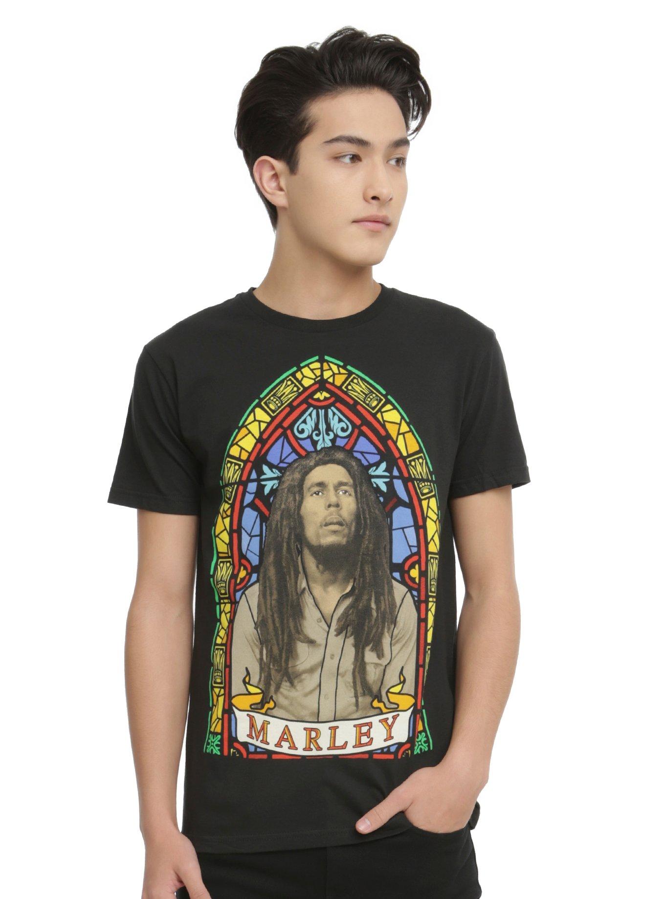 Bob Marley Stained Glass T-Shirt, BLACK, hi-res
