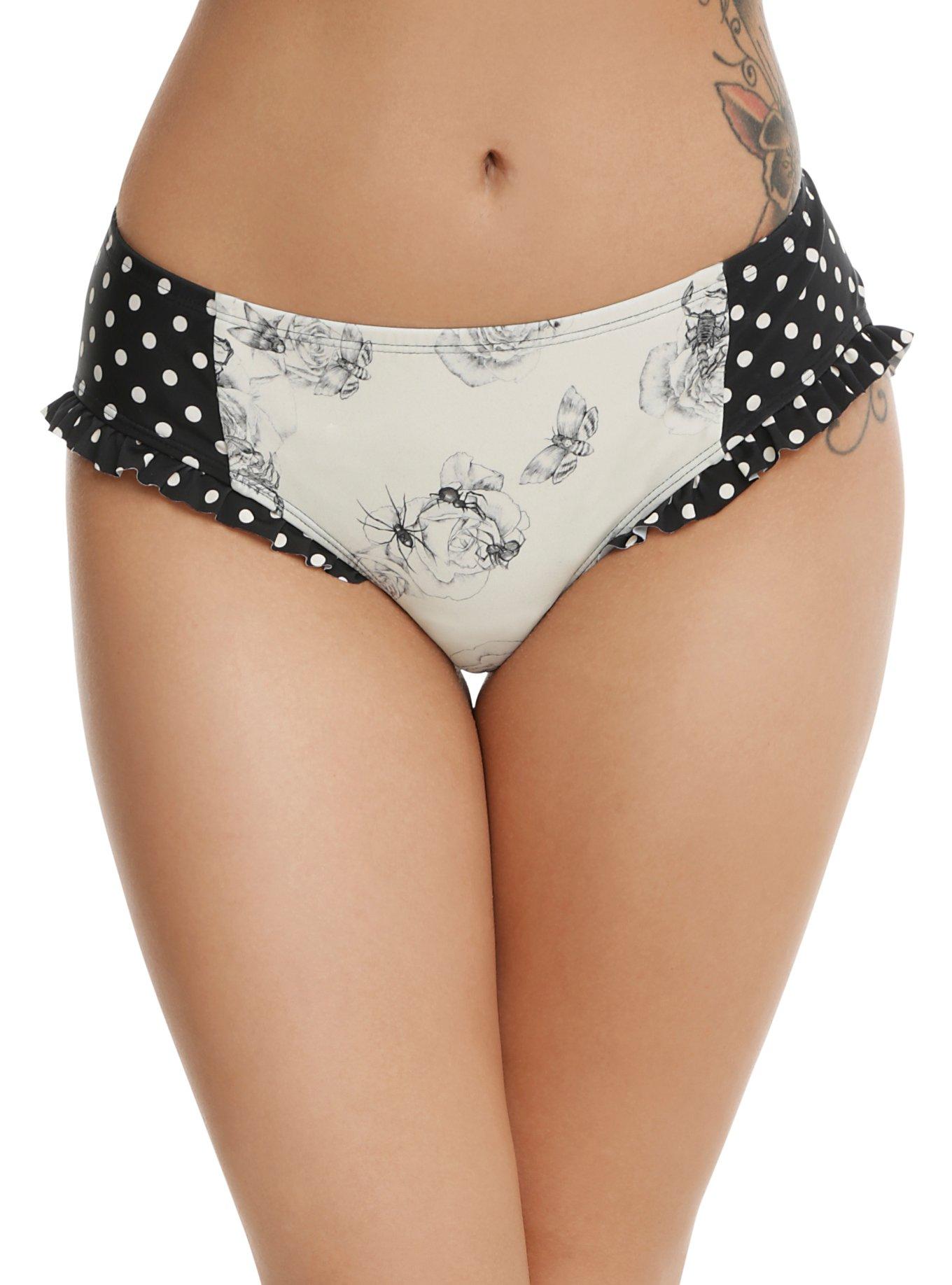 Polka Dots & Insects Swim Bottoms, WHITE, hi-res