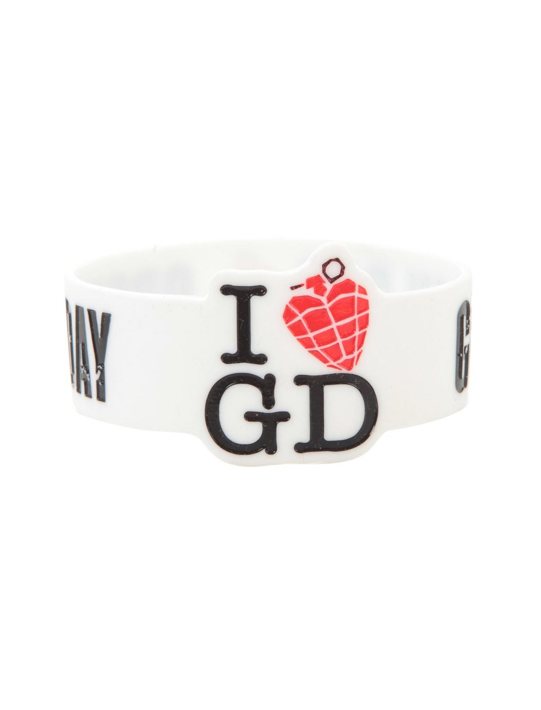 Green Day Grenade Heart Die-Cut Rubber Bracelet, , hi-res
