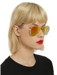 Gold Metal Gold Lens Aviator Sunglasses, , hi-res