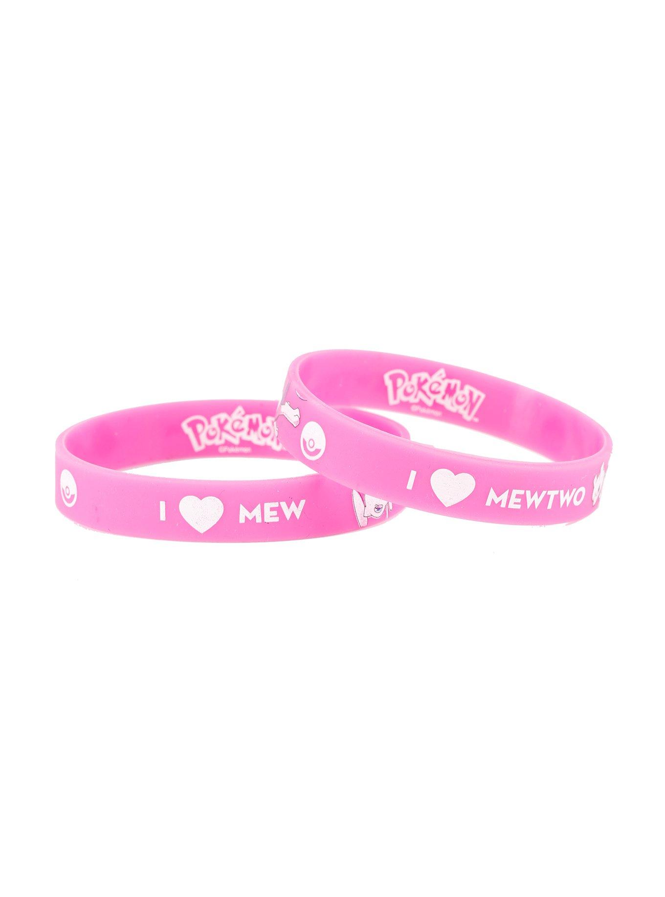 Pokemon I (Heart) Mew/Mewtwo Rubber Bracelet 2 Pack, , hi-res