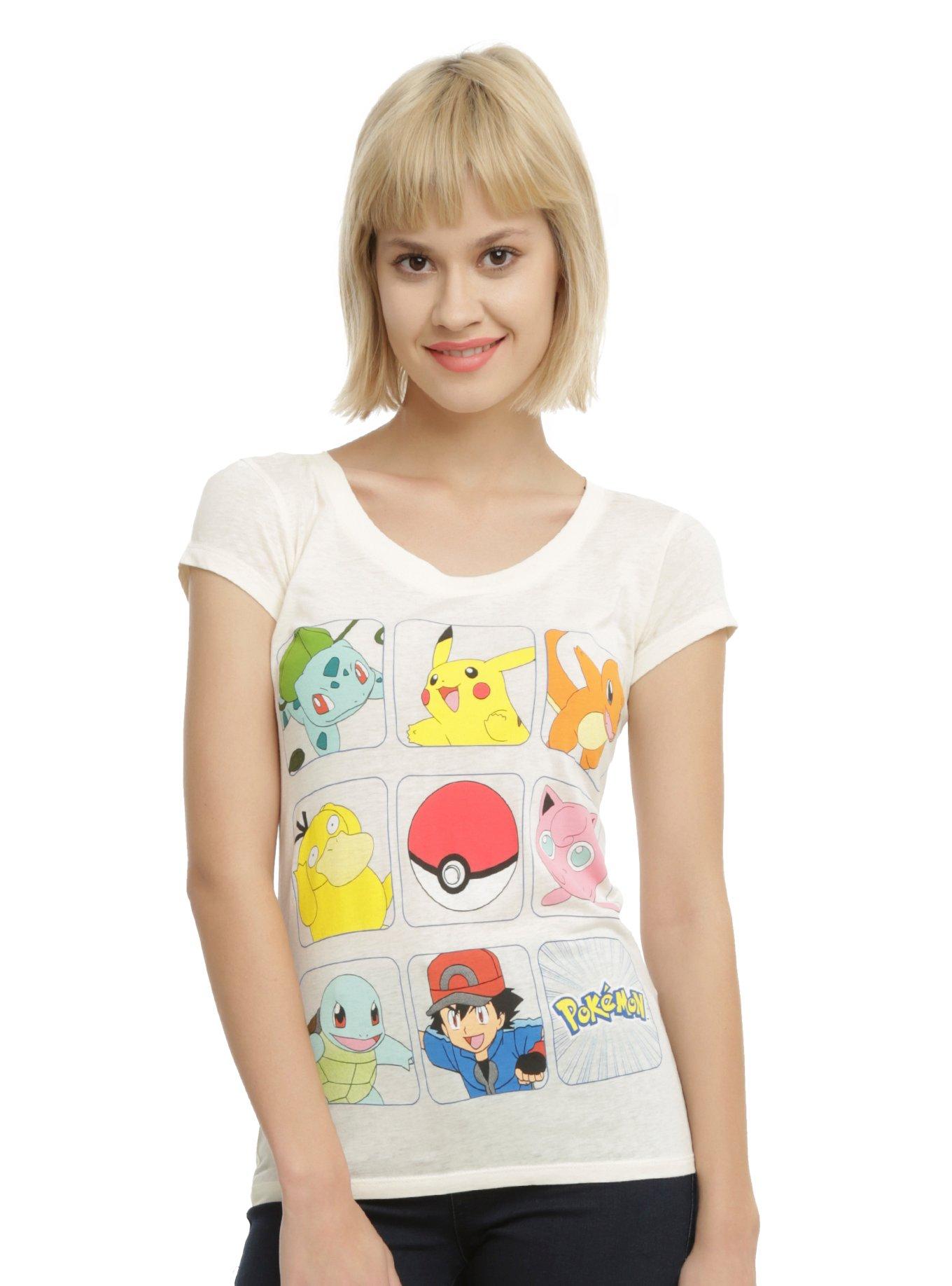 Maglietta Donna Pokémon Good Vibes Starters – Maniche Corte, Colore Nero, Taglia 3XL Plus, Stampa USA