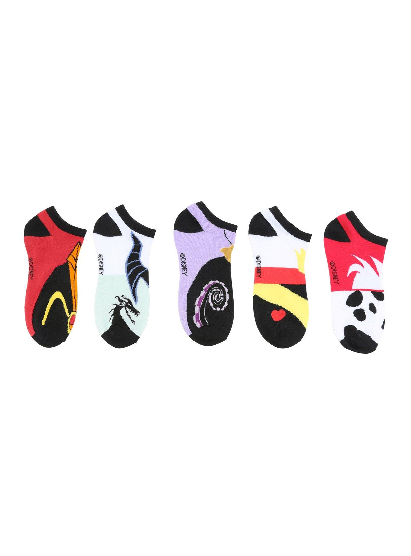 Disney Villains No-Show Socks 5 Pair, , hi-res