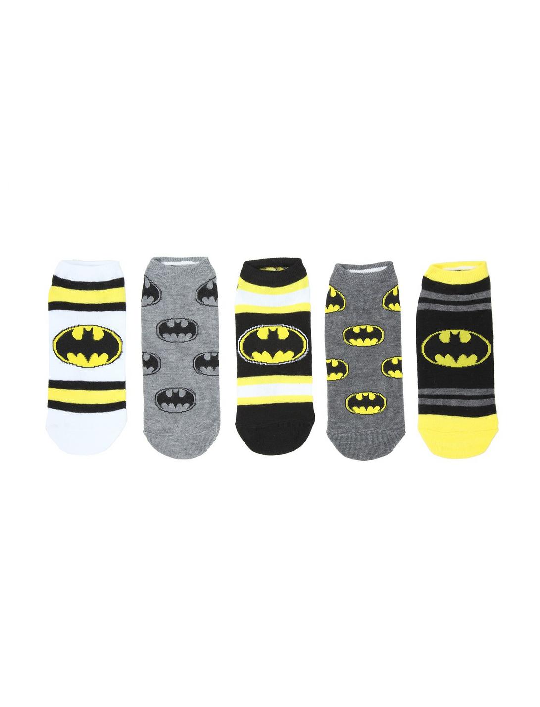 DC Comics Batman Varsity No-Show Socks 5 Pair, , hi-res