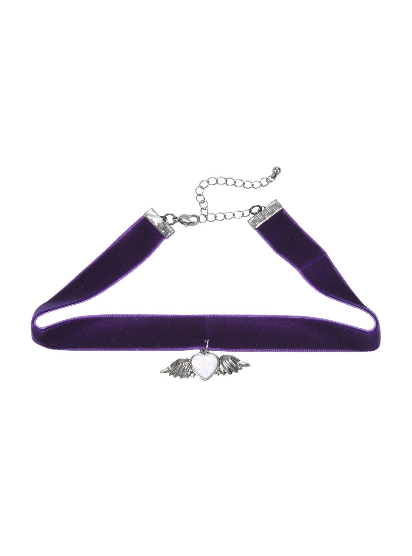 Heart & Wings Purple Choker, , hi-res