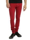 XXX RUDE Red Dirty Wash Super Skinny Fit Denim Jeans, RED, hi-res