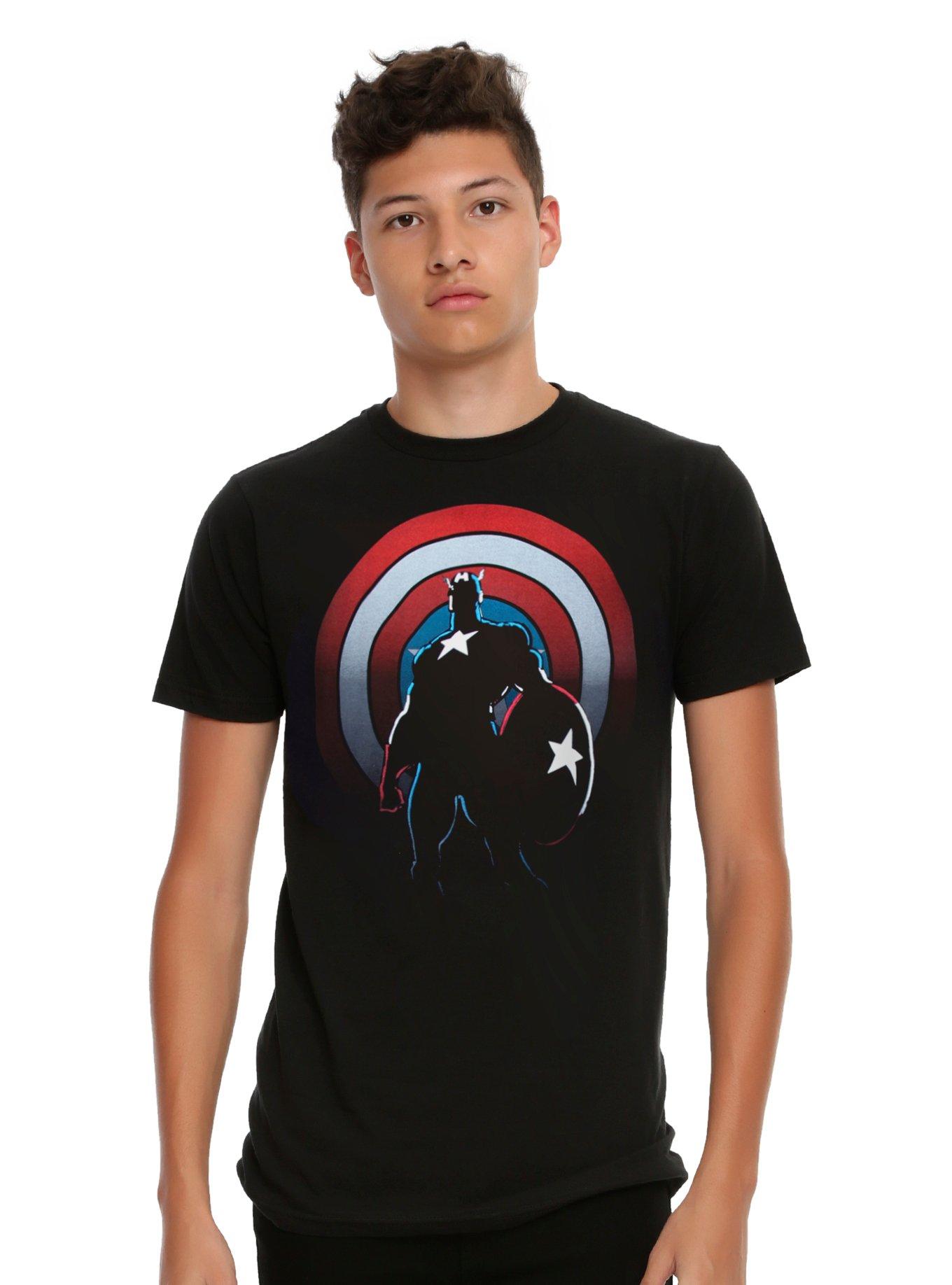 Marvel Captain America Shadowed Shield T-Shirt, BLACK, hi-res